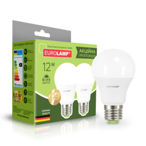 Промо-набір LED Лампи A60-12W-E27-3000K "1+1" EUROLAMP
