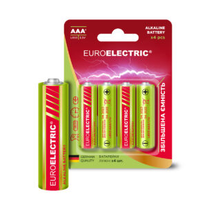EUROELECTRIC Батарейка щелочная AAA LR03 1,5V PE блистер 4шт