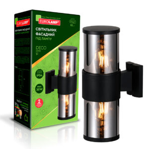 Світильник фасадний DECO C під лампу 2хЕ27 IP54 чорний EUROLAMP