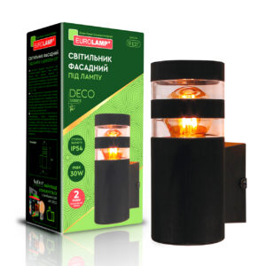Світильник фасадний DECO L під лампу 1хЕ27 IP54 чорний EUROLAMP