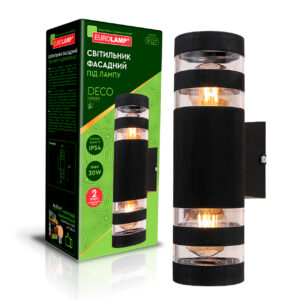 Світильник фасадний DECO L під лампу 2хЕ27 IP54 чорний EUROLAMP