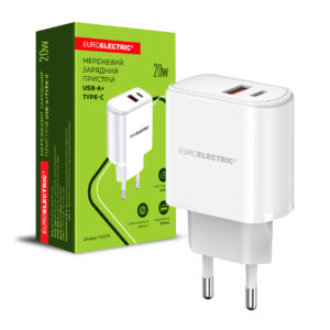 Сетевое зарядное устройство USB-A+Type-C 20W белый EUROELECTRIC