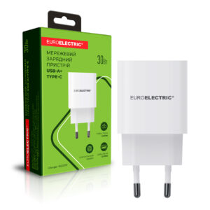 Мережевий зарядний пристрій USB-A+Type-C 30W NEW білий EUROELECTRIC