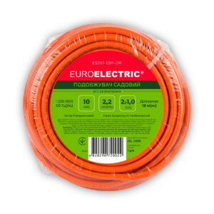 Подовжувач садовий ПВС 2x1 без заземлення 1 гніздо 10м помаранчевий EUROELECTRIC
