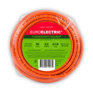 Подовжувач садовий ПВС 2x1 без заземлення 1 гніздо 20м помаранчевий EUROELECTRIC