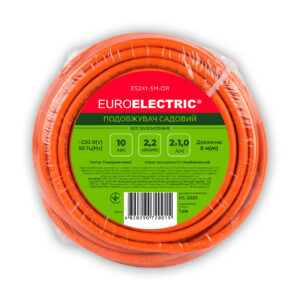 Удленитель садовый ПВС 2x1 без заземления 1 гниздо 5м оранжевый EUROELECTRIC