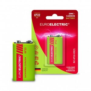 EUROELECTRIC Батарейка солевая 6F22 9V блистер 1шт