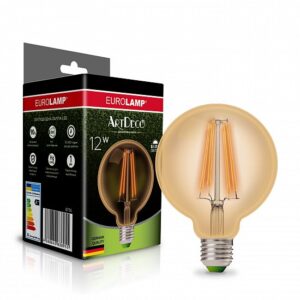 LED Лампа EUROLAMP филамент G95-12W-E27-4000K-(deco)