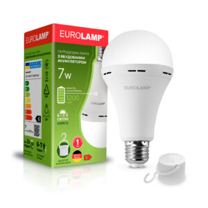 LED Лампа з акумулятором EUROLAMP А60-7W-E27-4000K