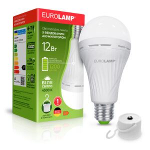 LED Лампа з акумулятором EUROLAMP А70-12W-E27-4500K