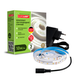 Готовый набор LED Лента 60 диодов/м, 3м, 3000K, адаптер 12V EUROLAMP