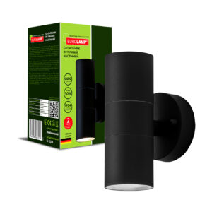 LED Світильник вуличний настінний для ламп 2*GU10 чорний EUROLAMP