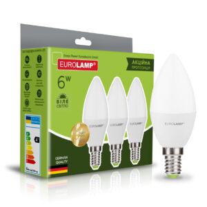 Промо-набір LED Лампа EUROLAMP "Свічка" 6W-E14-4000K "2+1"