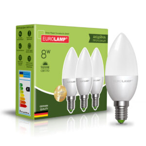 Промо-набір LED Лампи "Свічка" 8W-E14-3000K "2+1" EUROLAMP