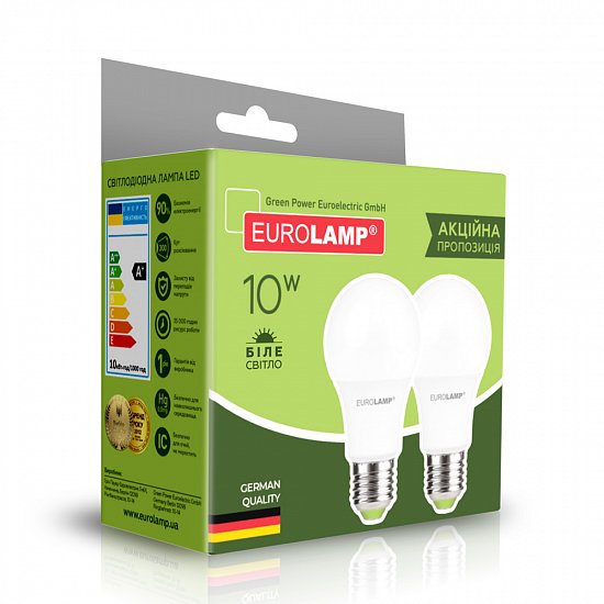 Промо-набір EUROLAMP LED ЕКО A60 10W E27 4000K акція 1+1-2