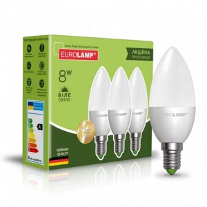 Промо-набір LED Лампи "Свічка" 8W-E14-4000K "2+1" EUROLAMP