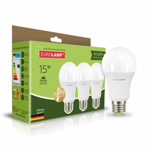 Промо-набір EUROLAMP LED ЕКО A60 15W E27 3000K акція "2 + 1"