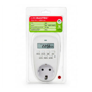 Розетка з таймером електронна 230V, 16A, 3600W, мін 1хв/1с, макс 7днів EUROELECTRIC