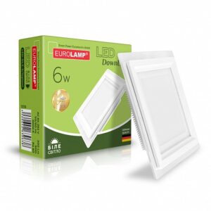 LED Світильник квадратний врізний 6W-4000K (скло) EUROLAMP
