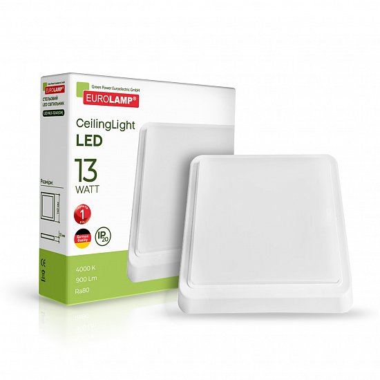 Світлодіодний LED Світильник EUROLAMP квадратний накладний GM 13W 4000K