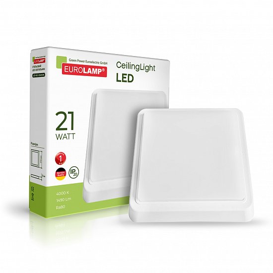 Світлодіодний LED Світильник EUROLAMP квадратний накладний GM 21W 4000K